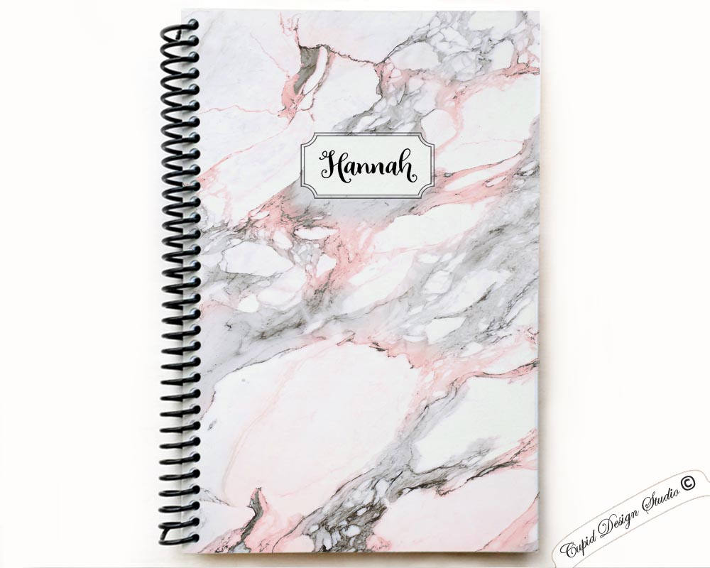 Marble notebook black &amp; white marble Spiral notebook | Etsy