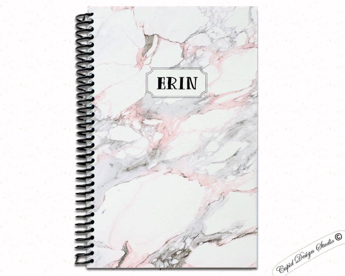 Marble notebook black &amp; white marble Spiral notebook | Etsy