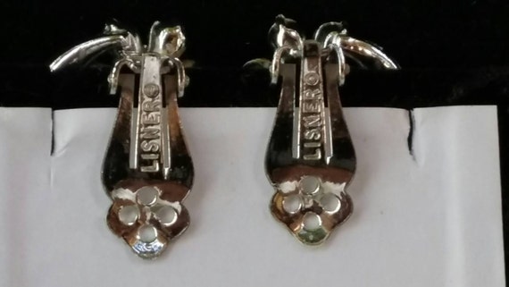 Flower rhinestone earrings by Lisner clip-on Even… - image 4