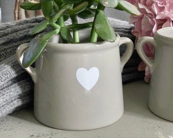 Ceramic Pot with Tag -  Grey 10cm