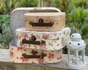 Vintage Rose Suitcases - Set of 3