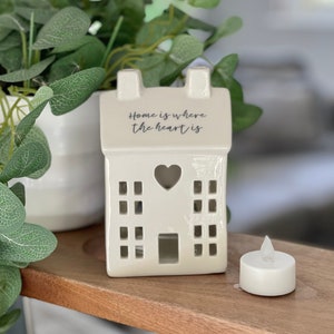 White Ceramic LED Heart House - Home is Where the Heart is.