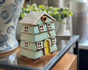 Ceramic Beehive House Aqua Tea light