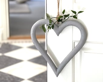 Grey Wooden Heart Hanging Decoration