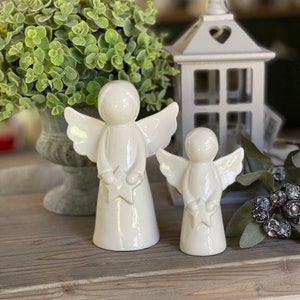 Simplistic White ceramic glazed Angel - 2 Sizes Available