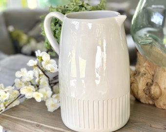 White Ridged Porcelain Jug