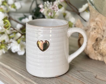 Porcelain Gold Heart Cream Mug