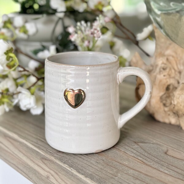 Porcelain Gold Heart Cream Mug