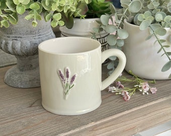 Stoneware Embossed Lavender Mug