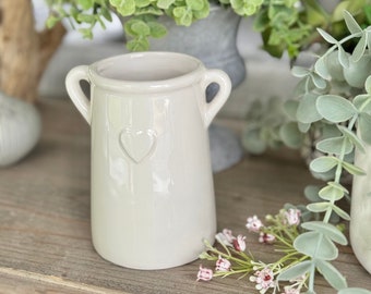 White Pot with Embossed Heart- 11.5cm