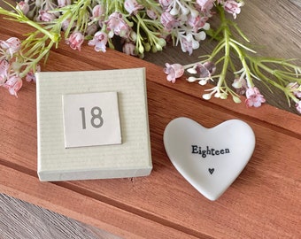 White Porcelain 18th Heart Dish - Birthday/Anniversary