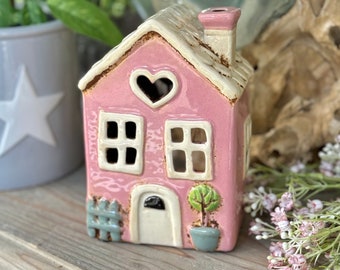 NEW! Pink Garden Heart Tealight House