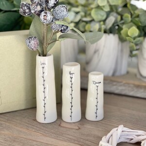 Trio of Porcelain Bud Vases - Love, Hope, Dream