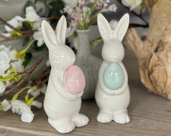 Ceramic White Easter Bunny - Available in 2 colours