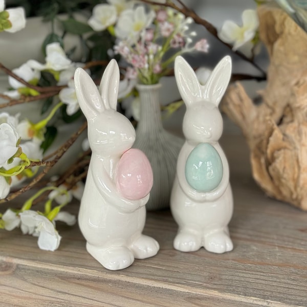 Ceramic White Easter Bunny - Available in 2 colours