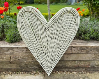 Large Old Hessian Wicker Heart- 85cm