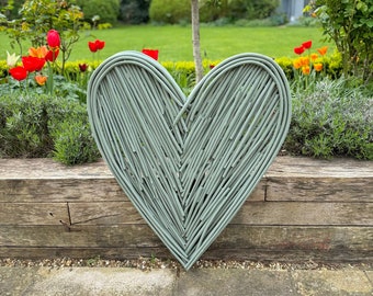 Large Garden Green Wicker Heart- 85cm