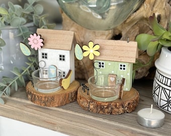 Wooden Tea Light House -  Available in 2 colour Options