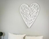 Very Large White Wicker Heart- 86cm