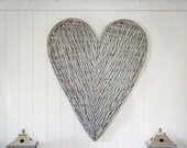 Very Large Grey Wicker Heart- 87cm