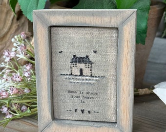 East of India A6 Embroidered Sign - Home is where your Heart is