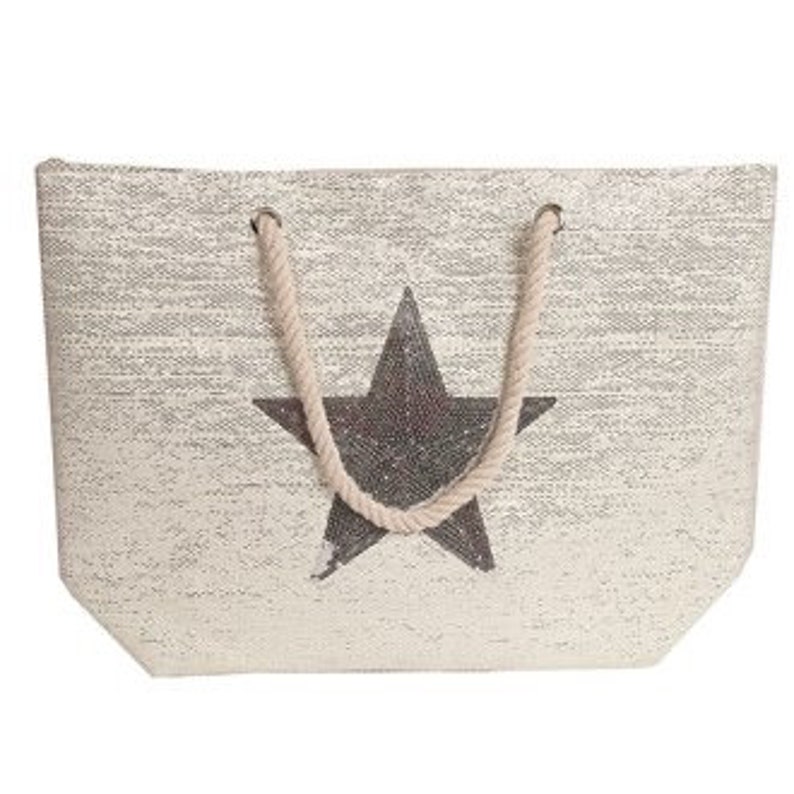 IvorySilver Star Shopping Bag