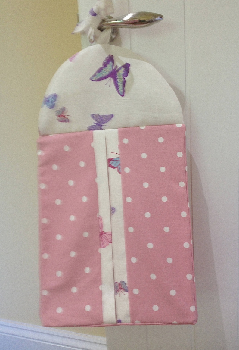 Nappy Stacker trimmed with a Laura Ashley Summer Meadow trimmed with pink polka dot fabric