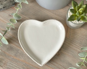 Small Antique White Heart Plate