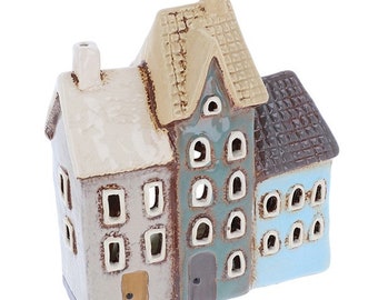 NEW! Tiled Three Houses Tealight Holder