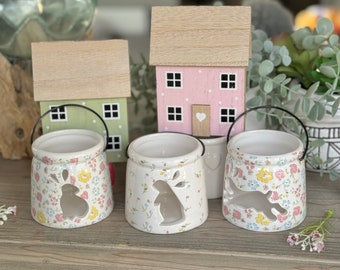 Bunny Tea Light Holders with Floral Prints