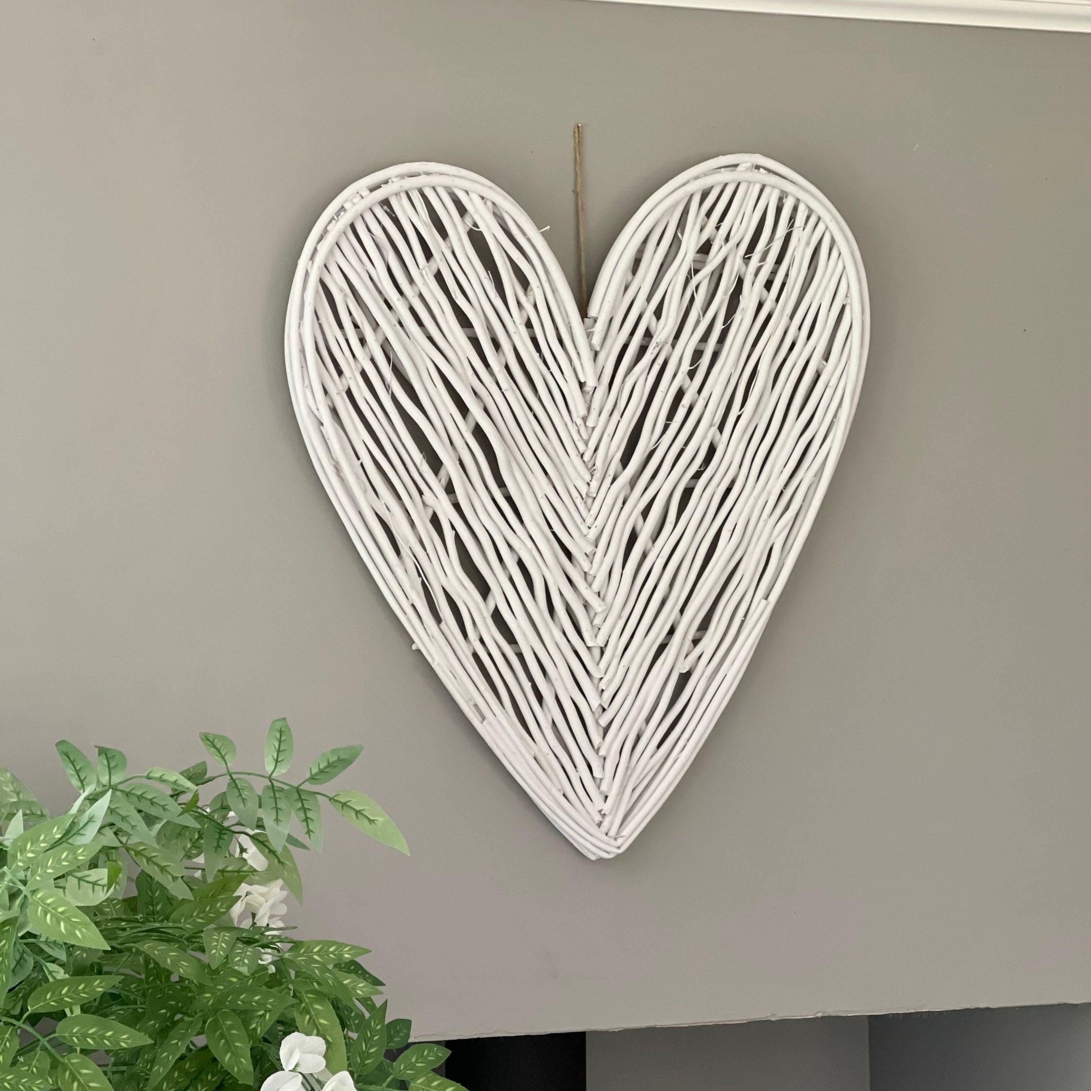 Large White Wicker Heart 70cm Etsy