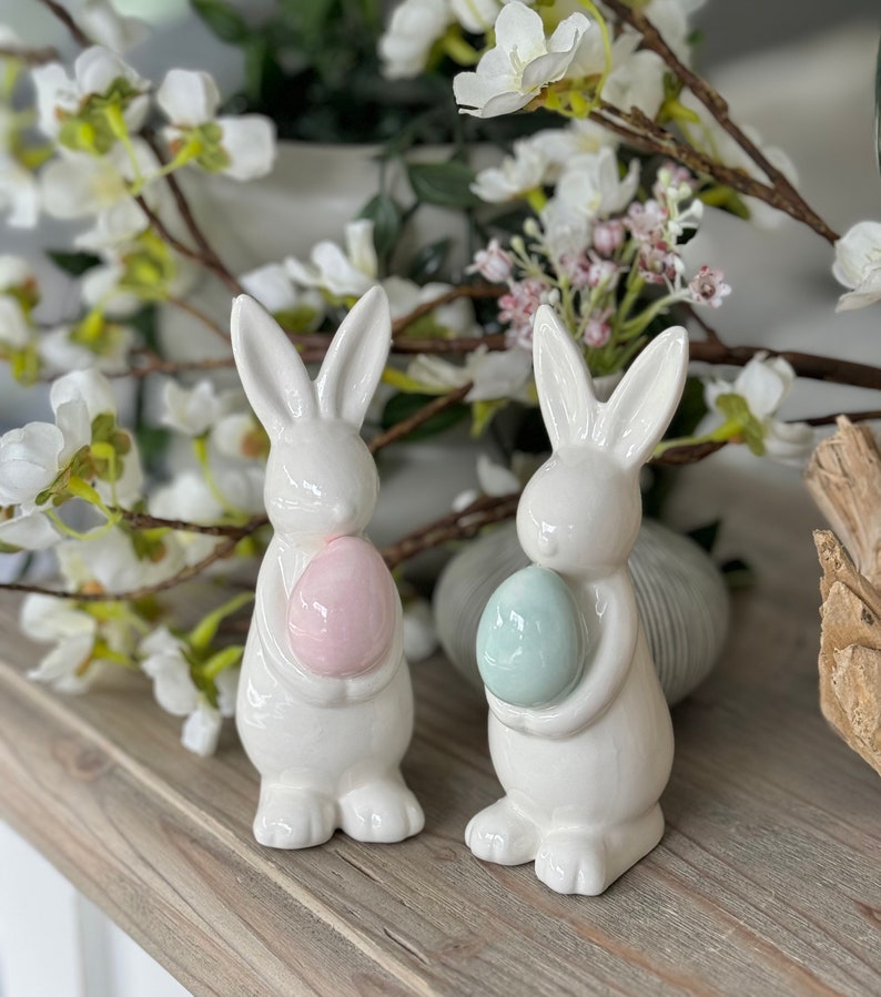 Ceramic White Easter Bunny Available in 2 colours image 2