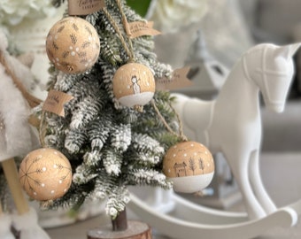 East of India Christmas Wooden Baubles - 4 Designs Available