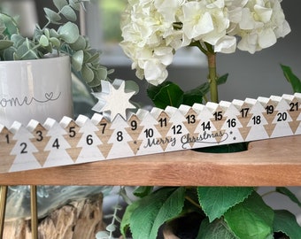 Wooden Advent Countdown Calendar with Silver Star