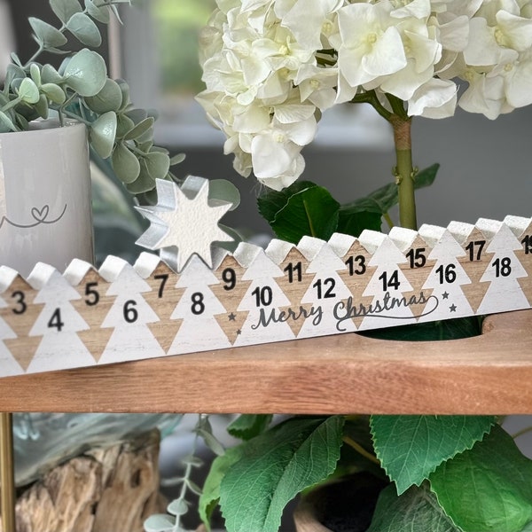 Wooden Advent Countdown Calendar with Silver Star