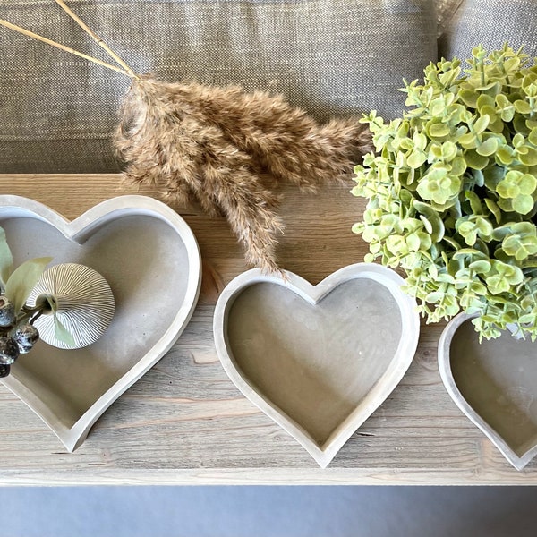 Cement Heart Tray  - 3 sizes