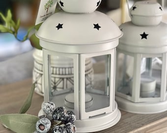 Farol de vela de metal vintage gris - Grande