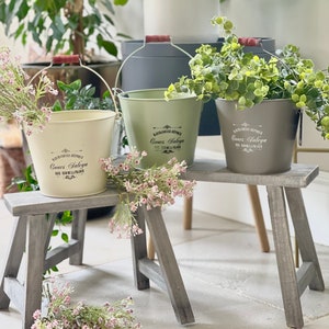 Vintage Bucket Planter With Handle - 3 colours