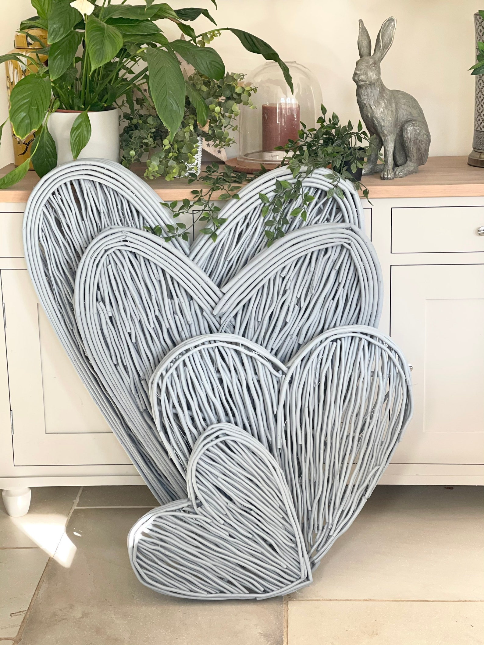 Large Grey Wicker Heart 85cm Etsy.de