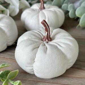 White Linen Pumpkins Set of 3 image 4