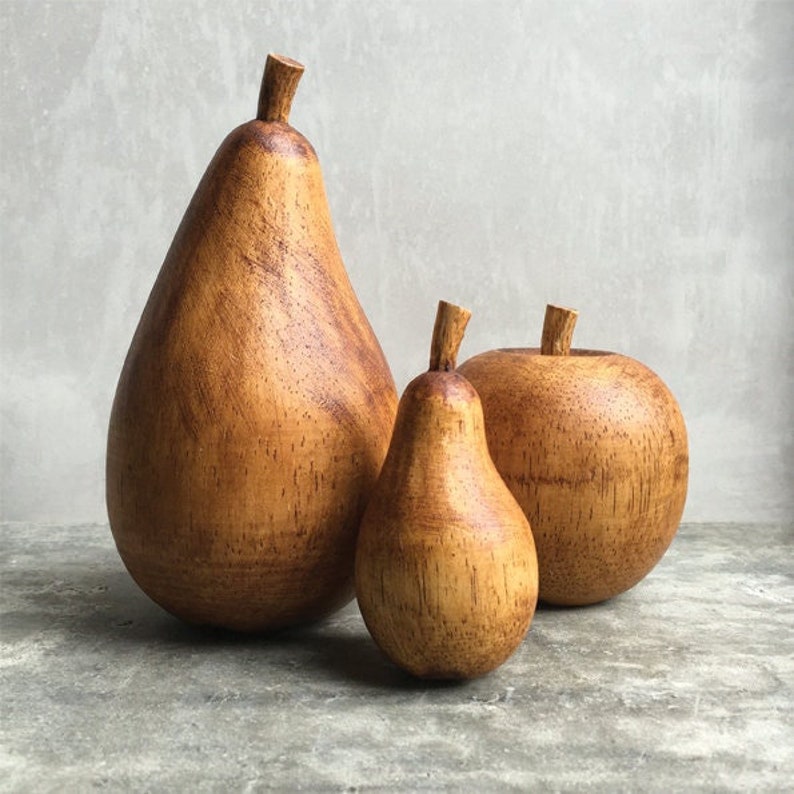 Solid Wooden Fruit Selection of Apple and Pears image 1