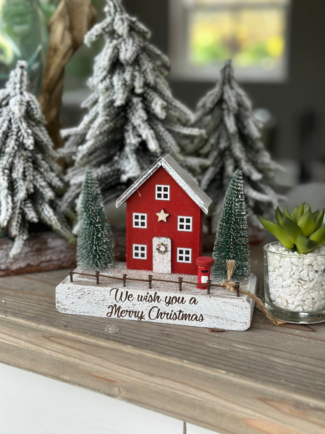 Christmas Festive Wooden House Scene Etsy
