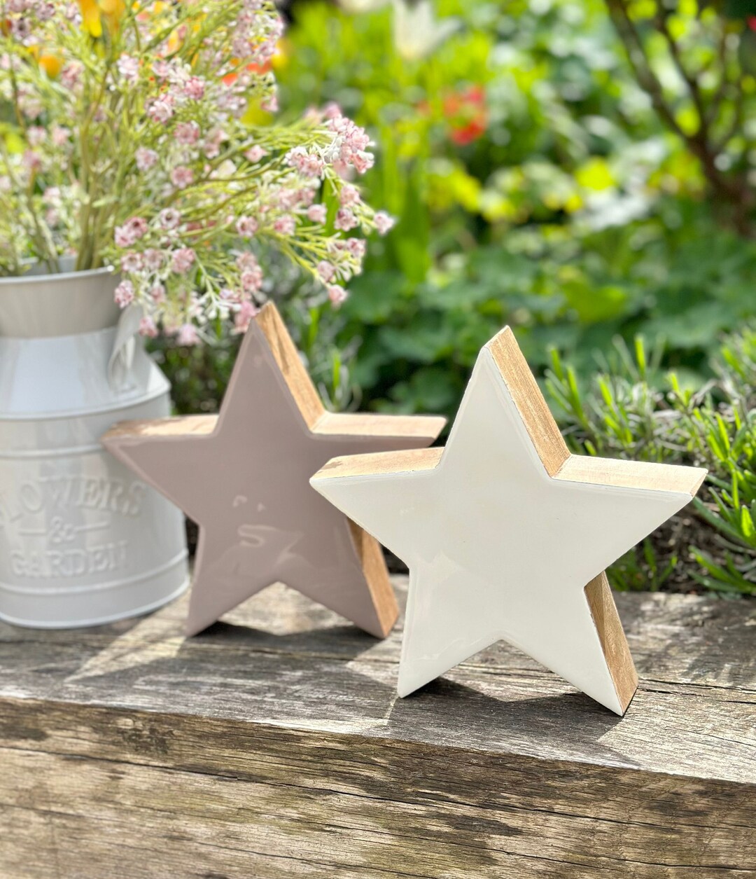 Mantelpiece Wooden Enamel Star Available In White And Grey Etsy