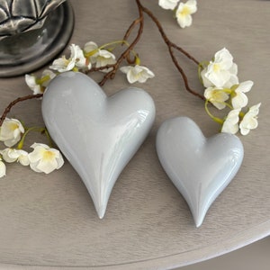 Grey Chic Ceramic Heart Ornament - Available in 2 sizes