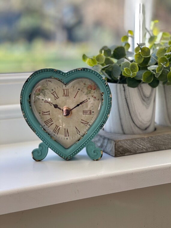 Country Chic Mini Mantle Vintage Clock, Shabby Chic Alarm Clock Uk
