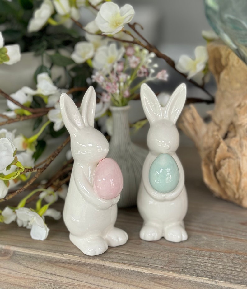 Ceramic White Easter Bunny Available in 2 colours image 1
