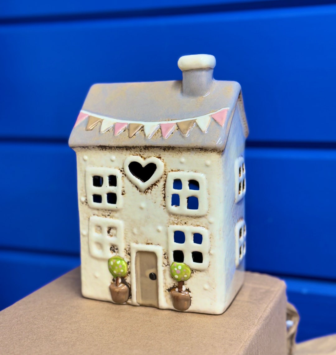 Cream Ceramic Cottage Candle Holders Etsy