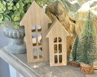 Set of 2 Wooden Houses