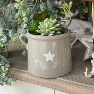 Ceramic Grey Pot with Star - 15cm