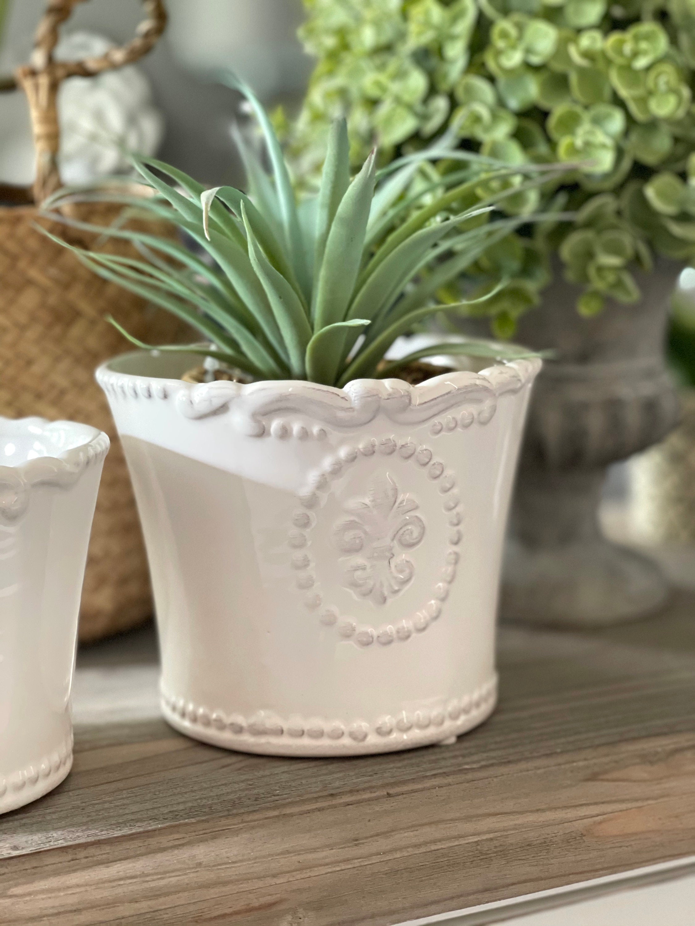 Pot de Fleurs Céramique Blanche Incurvée – Pots de Fleurs and Co